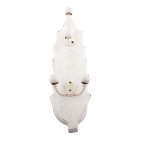 White And Cream Double Loop Ceramic Iron Wooden Hooks